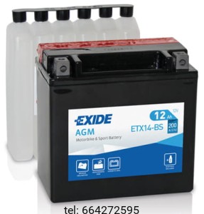 EXIDE BIKE AGM MOTOCYKLOWY ETX14BS 12V 12AH