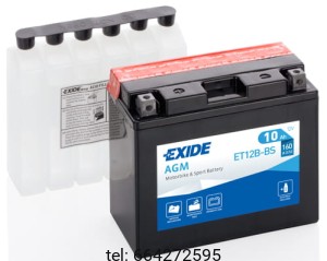 EXIDE BIKE AGM MOTOCYKLOWY ET12B-BS 12V 10AH 160A