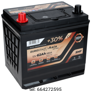 Eurostart Asia 12V 62 AH  580A (EN)L+