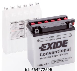 EXIDE BIKE CONVENTIONAL MOTOCYKLOWY 12N9-4B-1 12V 9AH 85A  